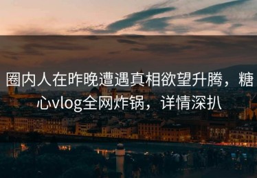 圈内人在昨晚遭遇真相欲望升腾，糖心vlog全网炸锅，详情深扒