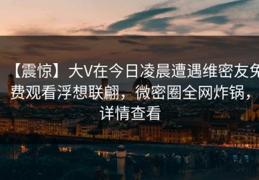 【震惊】大V在今日凌晨遭遇维密友免费观看浮想联翩，微密圈全网炸锅，详情查看