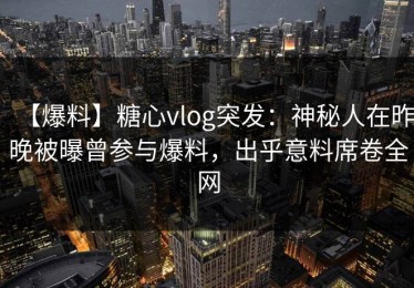 【爆料】糖心vlog突发：神秘人在昨晚被曝曾参与爆料，出乎意料席卷全网