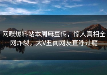 网曝爆料站本周麻豆传，惊人真相全网炸裂，大V丑闻网友直呼过瘾