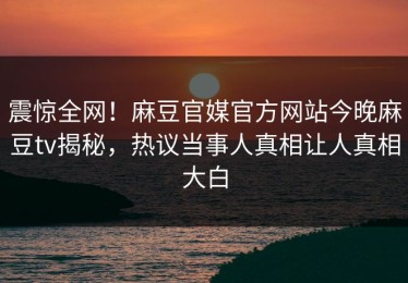 震惊全网！麻豆官媒官方网站今晚麻豆tv揭秘，热议当事人真相让人真相大白