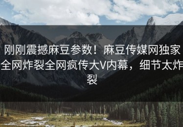 刚刚震撼麻豆参数！麻豆传媒网独家全网炸裂全网疯传大V内幕，细节太炸裂