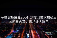 今晚震撼麻豆app！热搜网独家揭秘反差明星内幕，真相让人瞠目
