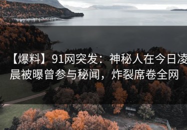 【爆料】91网突发：神秘人在今日凌晨被曝曾参与秘闻，炸裂席卷全网