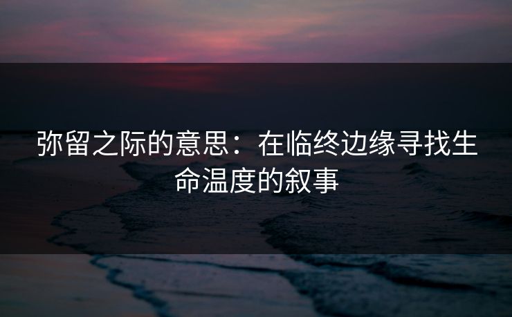 弥留之际的意思：在临终边缘寻找生命温度的叙事