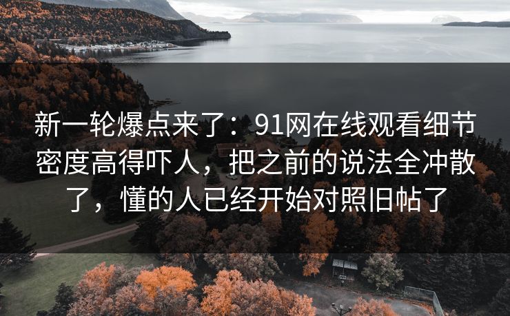 新一轮爆点来了：91网在线观看细节密度高得吓人，把之前的说法全冲散了，懂的人已经开始对照旧帖了