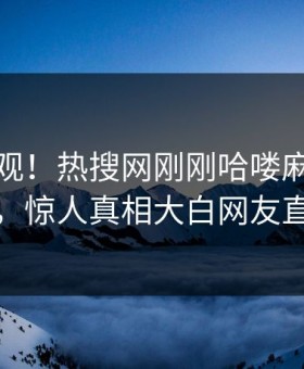 探秘围观！热搜网刚刚哈喽麻豆商家版曝光，惊人真相大白网友直呼过瘾