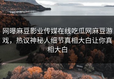 网曝麻豆影业传媒在线吃瓜网麻豆游戏，热议神秘人细节真相大白让你真相大白