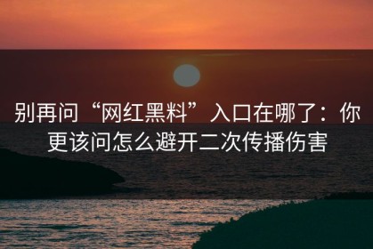 别再问“网红黑料”入口在哪了：你更该问怎么避开二次传播伤害