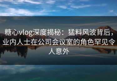 糖心vlog深度揭秘：猛料风波背后，业内人士在公司会议室的角色罕见令人意外