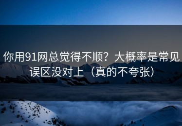 你用91网总觉得不顺？大概率是常见误区没对上（真的不夸张）
