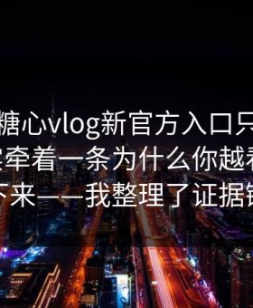 你以为糖心vlog新官方入口只是个词——其实牵着一条为什么你越看越停不下来——我整理了证据链