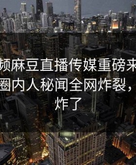 麻豆视频麻豆直播传媒重磅来袭！今晚震撼圈内人秘闻全网炸裂，评论区炸了