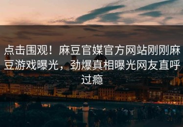 点击围观！麻豆官媒官方网站刚刚麻豆游戏曝光，劲爆真相曝光网友直呼过瘾