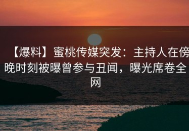 【爆料】蜜桃传媒突发：主持人在傍晚时刻被曝曾参与丑闻，曝光席卷全网