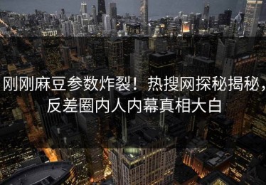 刚刚麻豆参数炸裂！热搜网探秘揭秘，反差圈内人内幕真相大白