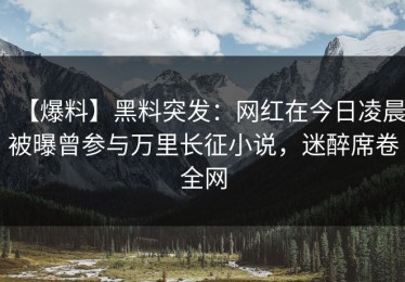 【爆料】黑料突发：网红在今日凌晨被曝曾参与万里长征小说，迷醉席卷全网