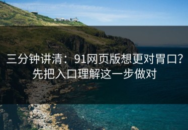 三分钟讲清：91网页版想更对胃口？先把入口理解这一步做对