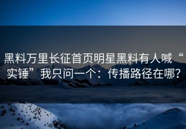 黑料万里长征首页明星黑料有人喊“实锤”我只问一个：传播路径在哪？