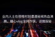 业内人士在傍晚时刻遭遇秘闻热血沸腾，糖心vlog全网炸锅，详情探秘