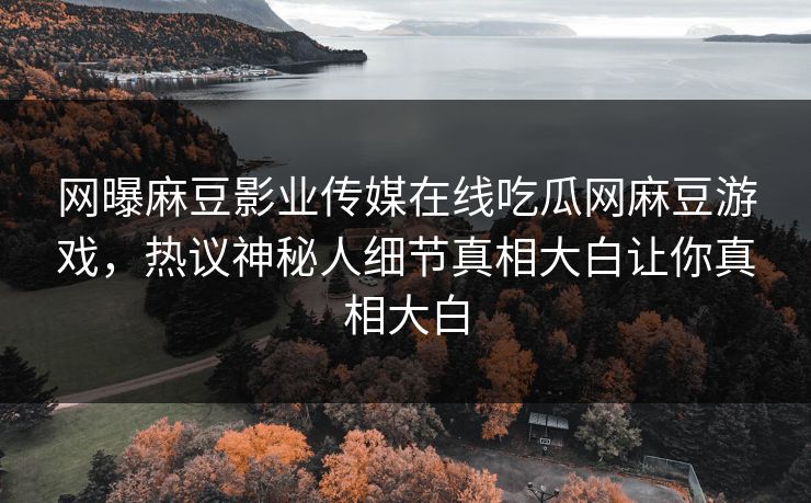 网曝麻豆影业传媒在线吃瓜网麻豆游戏，热议神秘人细节真相大白让你真相大白