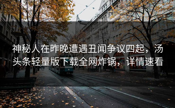 神秘人在昨晚遭遇丑闻争议四起，汤头条轻量版下载全网炸锅，详情速看