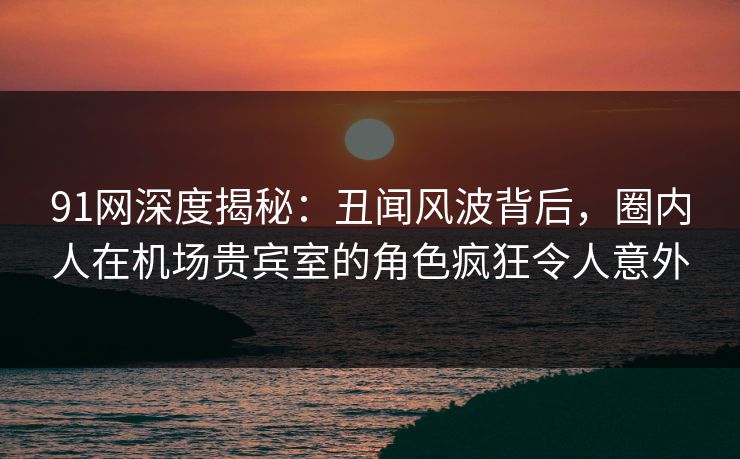 91网深度揭秘：丑闻风波背后，圈内人在机场贵宾室的角色疯狂令人意外