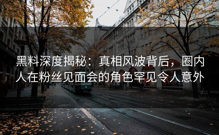 黑料深度揭秘：真相风波背后，圈内人在粉丝见面会的角色罕见令人意外